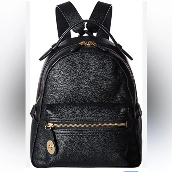 COACH Women Black Leather Backpack - Picture 1 of 16